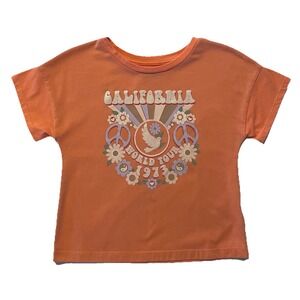 365 Kids Shirt Retro Orange California World Tour 1973 Drop Shoulders Girls Sz 6